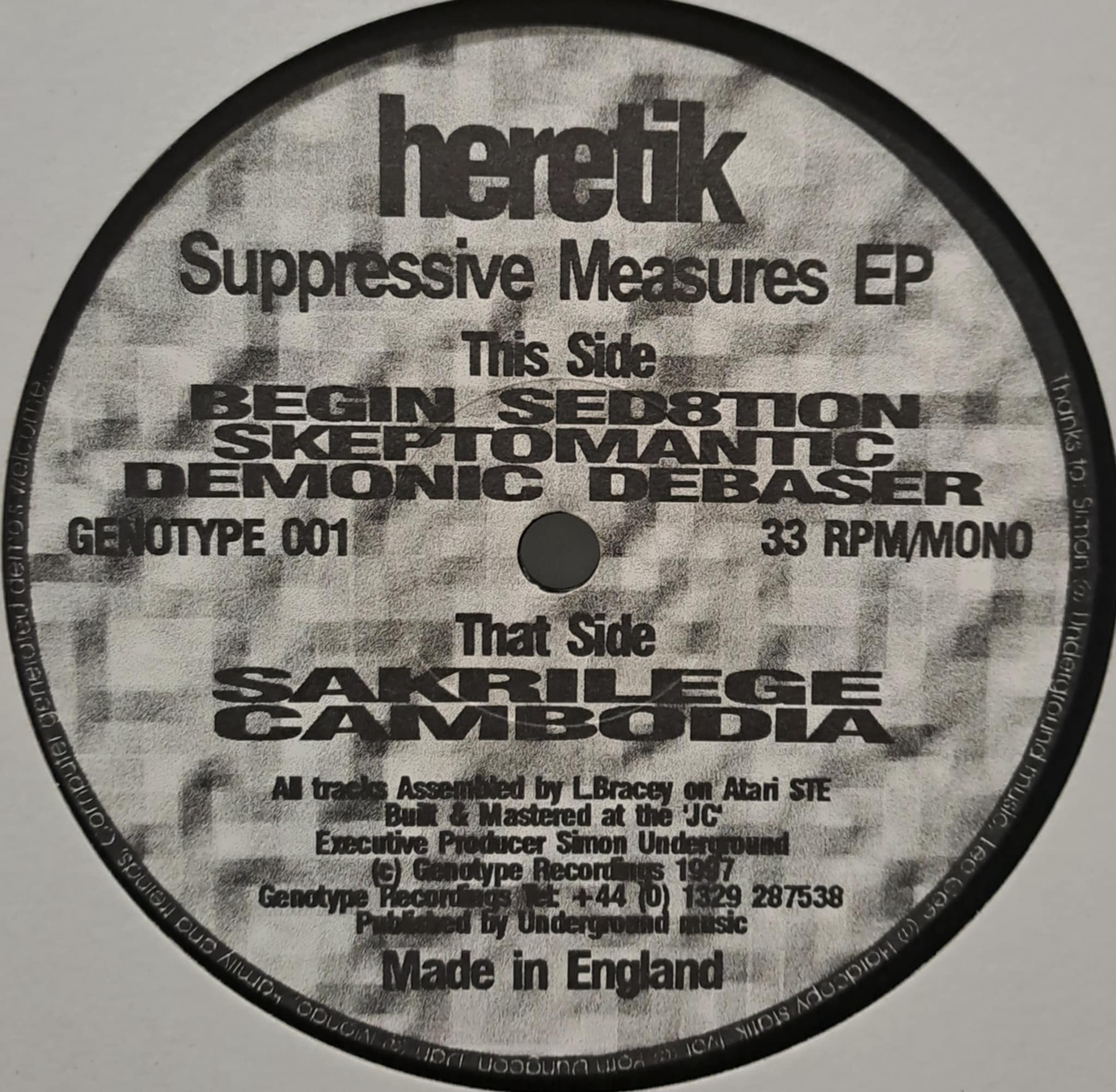 Genotype Recordings 001 - vinyle hardcore