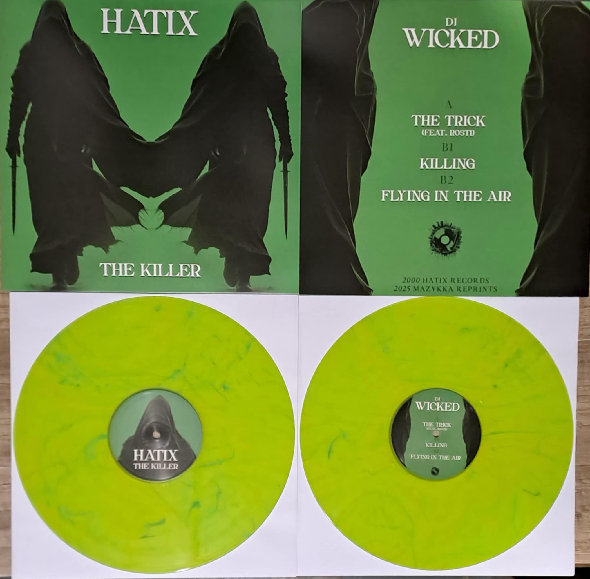 Mazykka Reprints -4 Yellow Marble Green Opaque (RP Hatix 01) - vinyle gabber