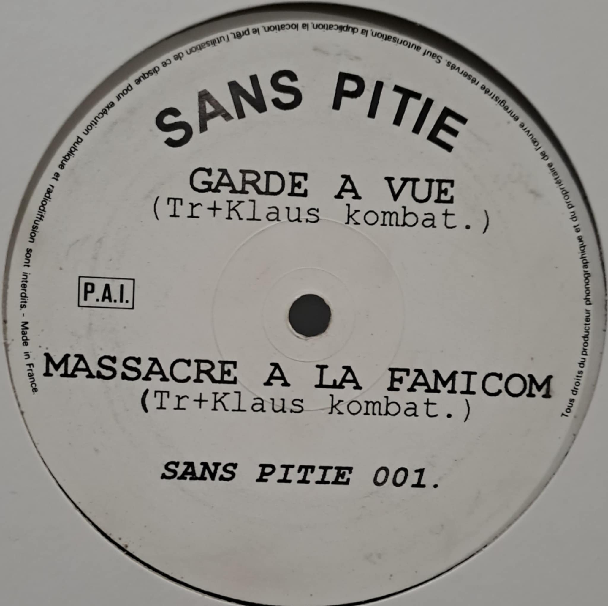 Sans Pitie 001 - vinyle hardcore